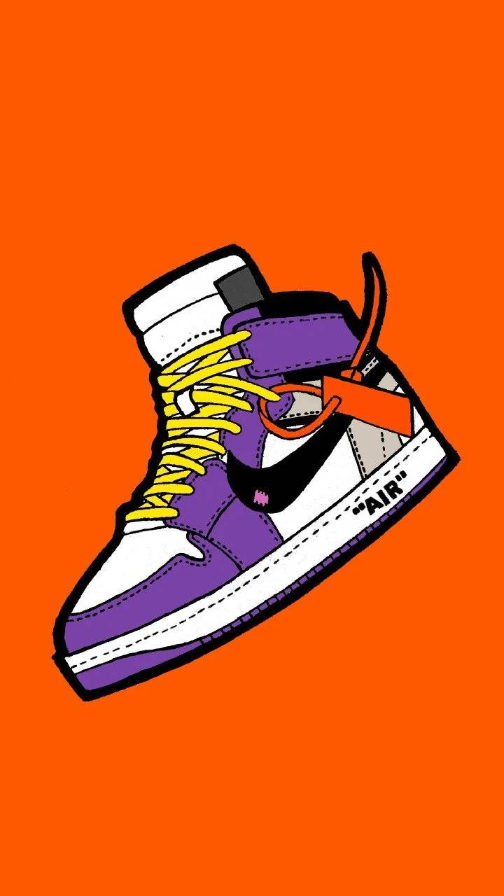 Purple And Orange Cartoon Nike Shoes Wallpaper