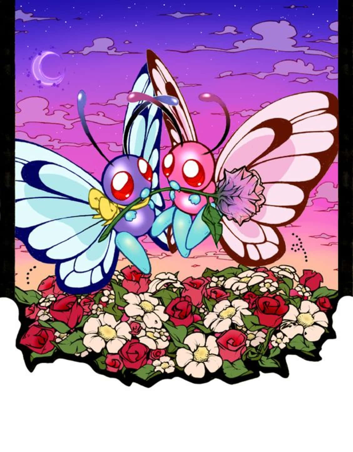 Purple And Pink Butterfree Wallpaper