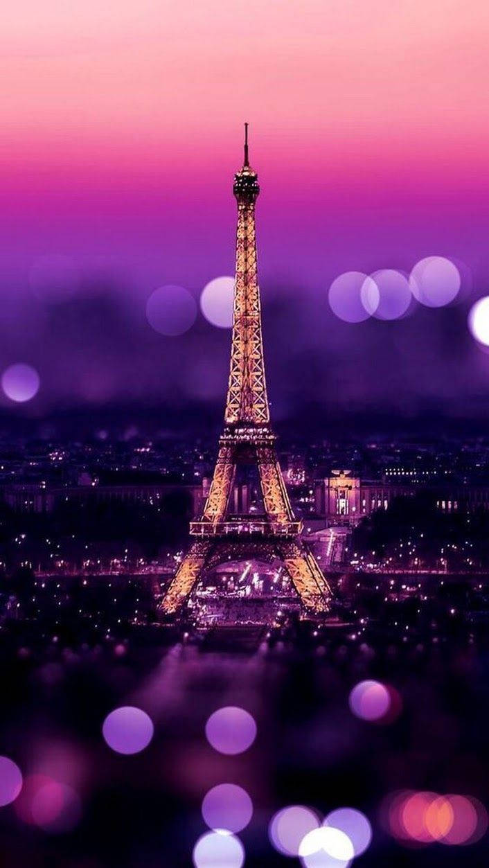 Purple And Pink Paris Bokeh Lights Wallpaper