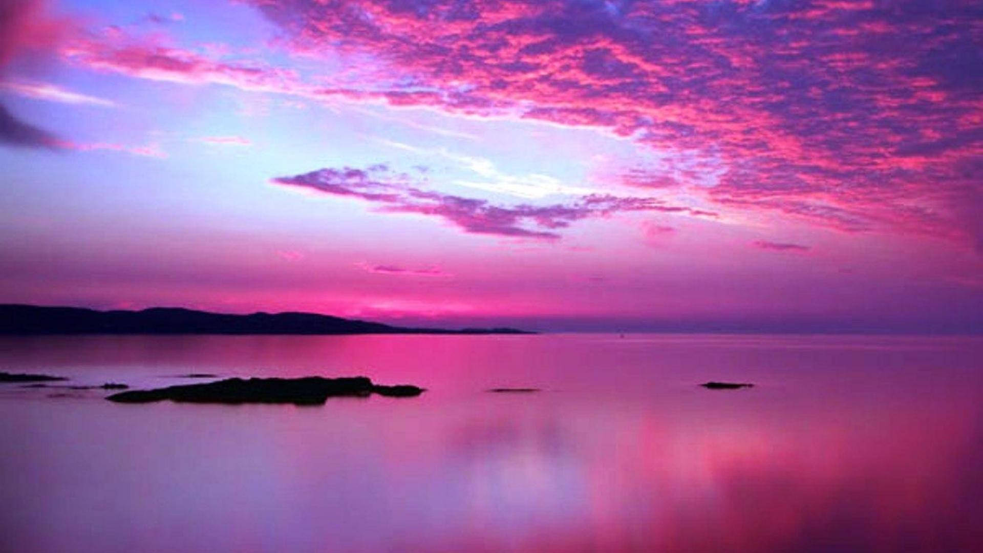 Purple And Pink Sunset Ocean Wallpaper