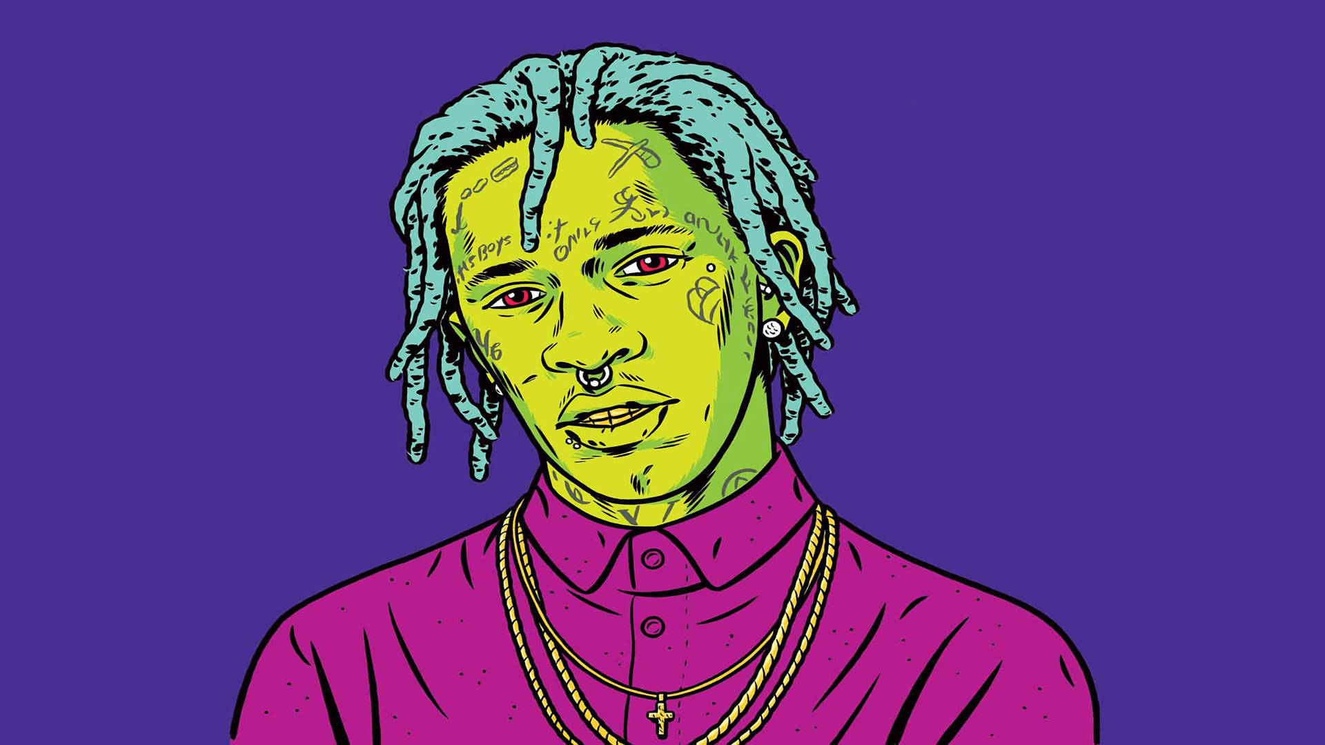 Young Thug shines in a larger than life multicolored suit Wallpaper