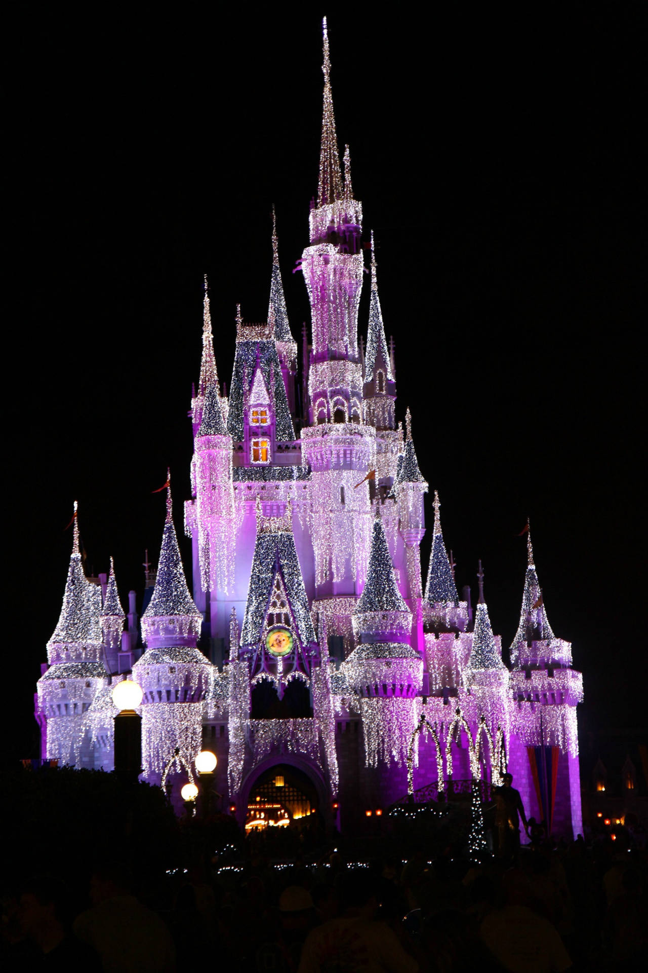 Purple And White Lights Disney Castle Picture