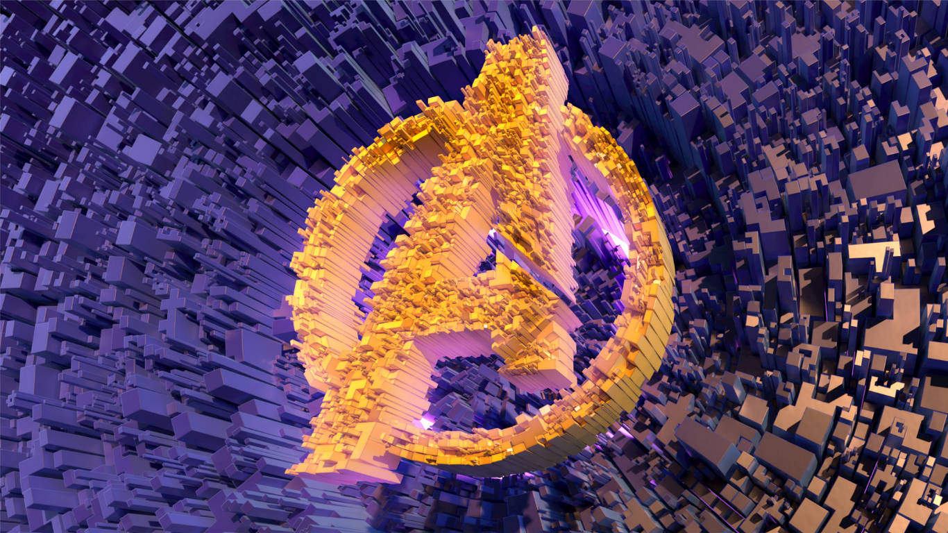 Logotipode Los Vengadores En Color Púrpura Y Amarillo Fondo de pantalla