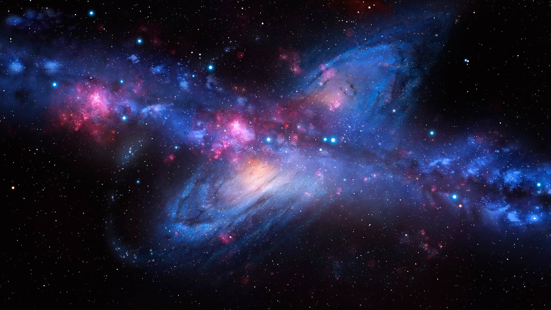 Purple Andromeda Galaxy On Black Sky Wallpaper