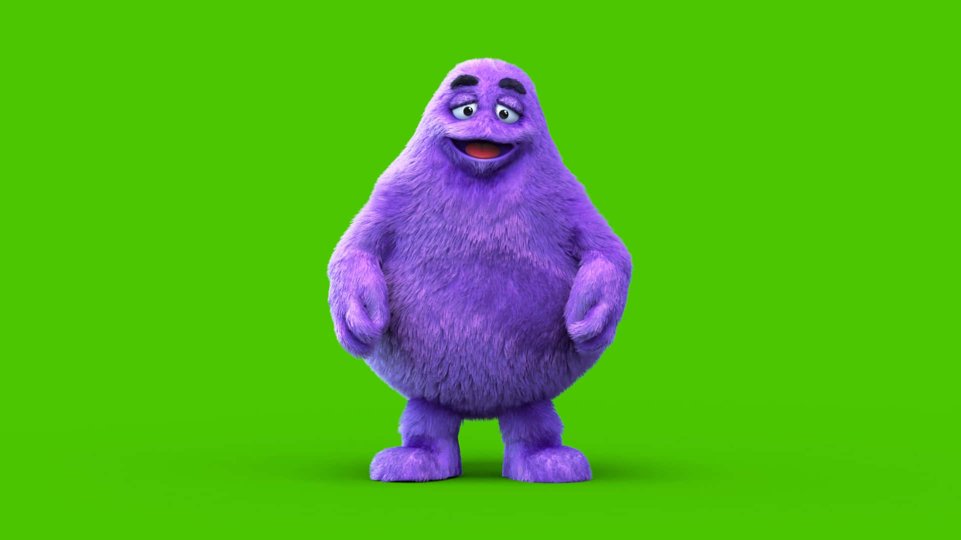 Purple Animated Character Green Background Wallpaper