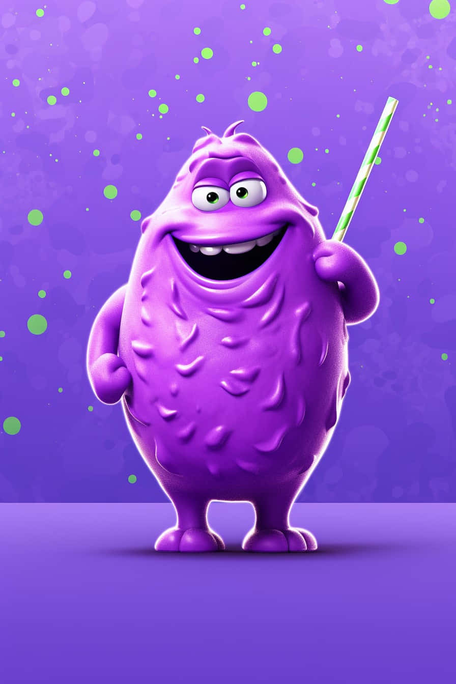Purple_ Animated_ Character_ Grimace Wallpaper