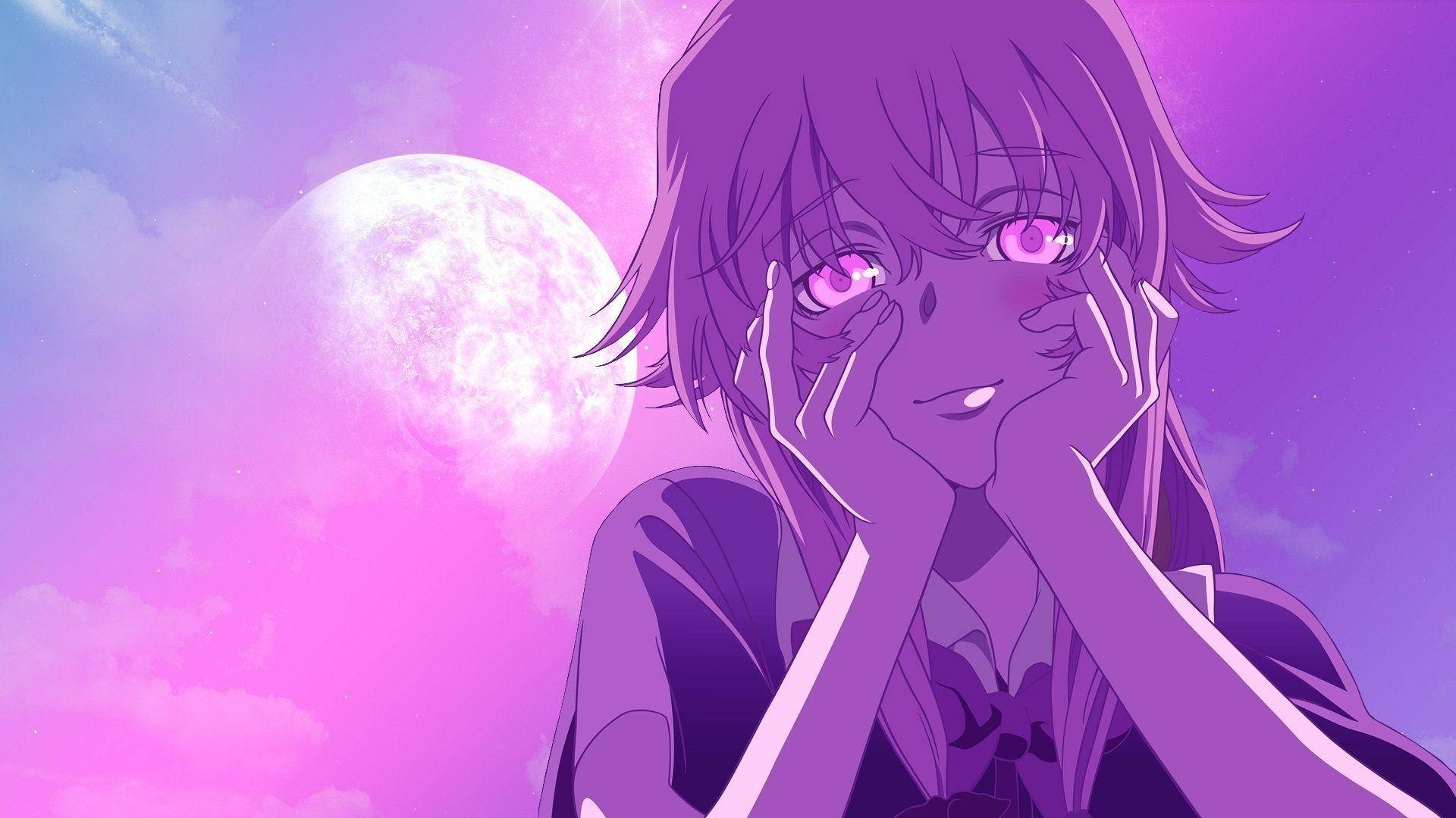 Purple Anime Aesthetic Yuno Gasai Wallpaper
