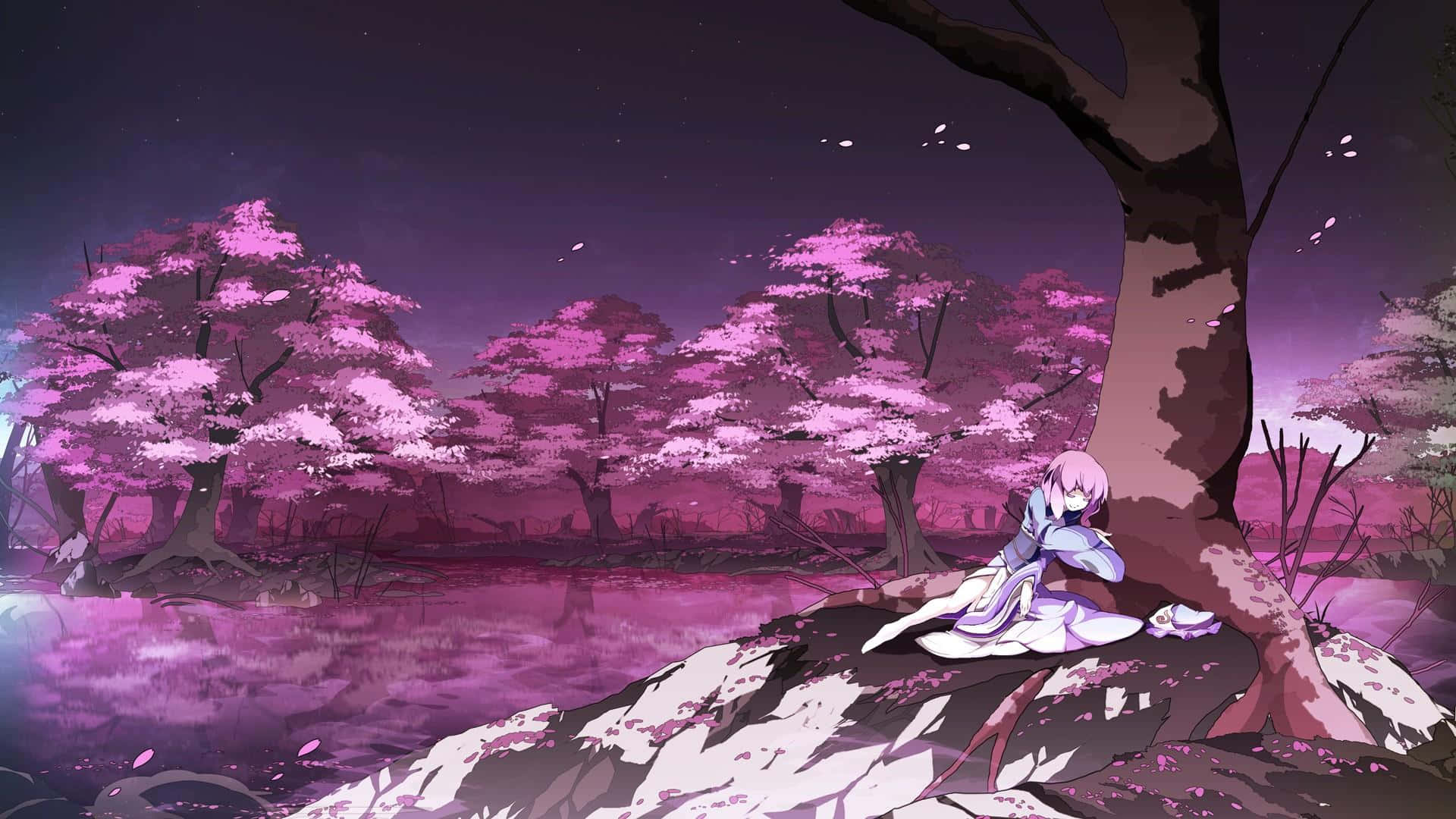 Genießedie Schönheit Von Purple Anime!