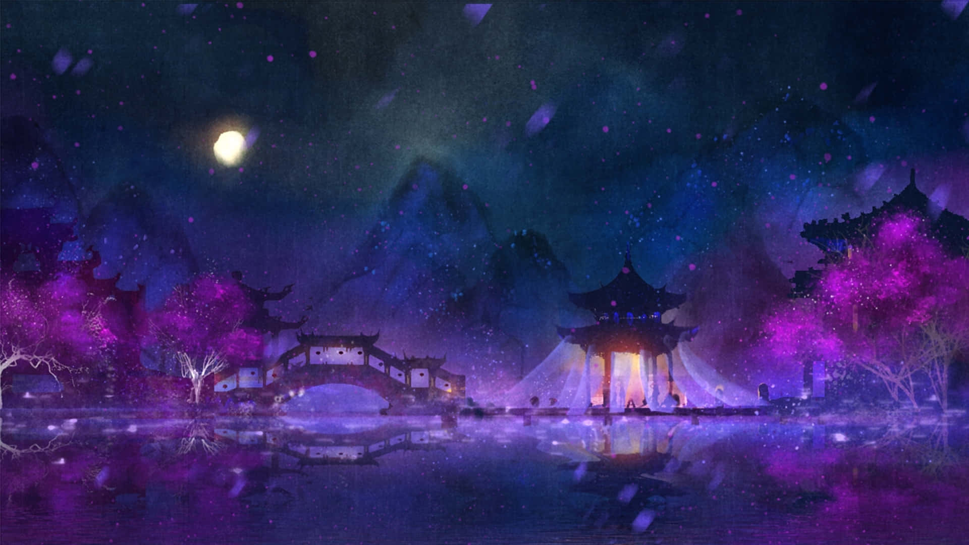 "Fairytale Fantasy: A magnificent purple anime background"