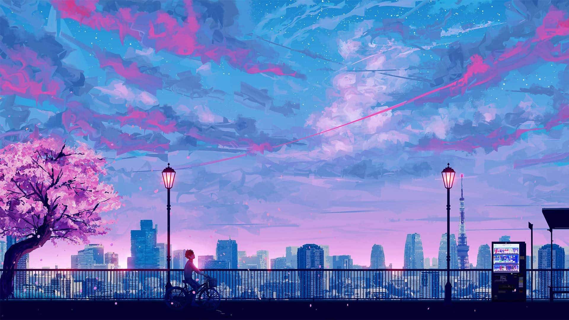 Lose yourself in the surreal hues of Purple Anime.