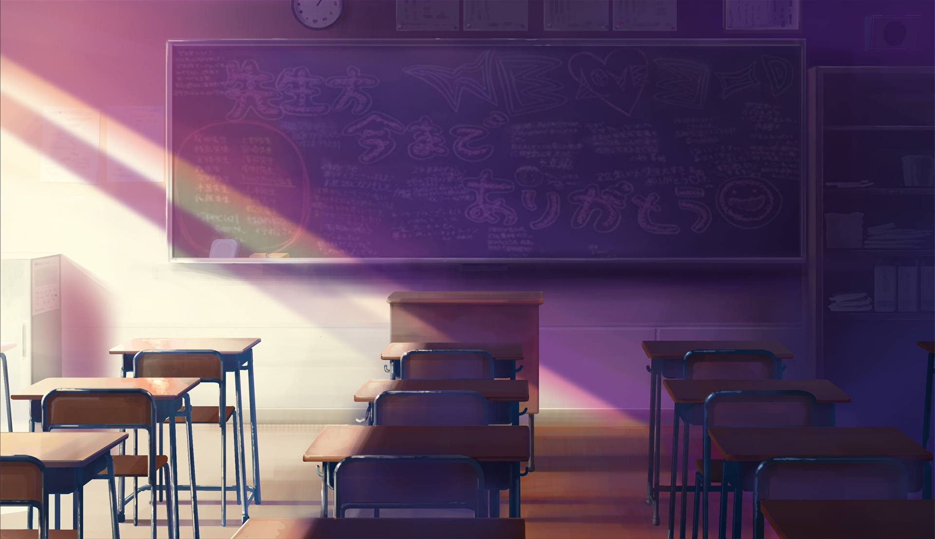 Purple Anime Classroom Wallpaper