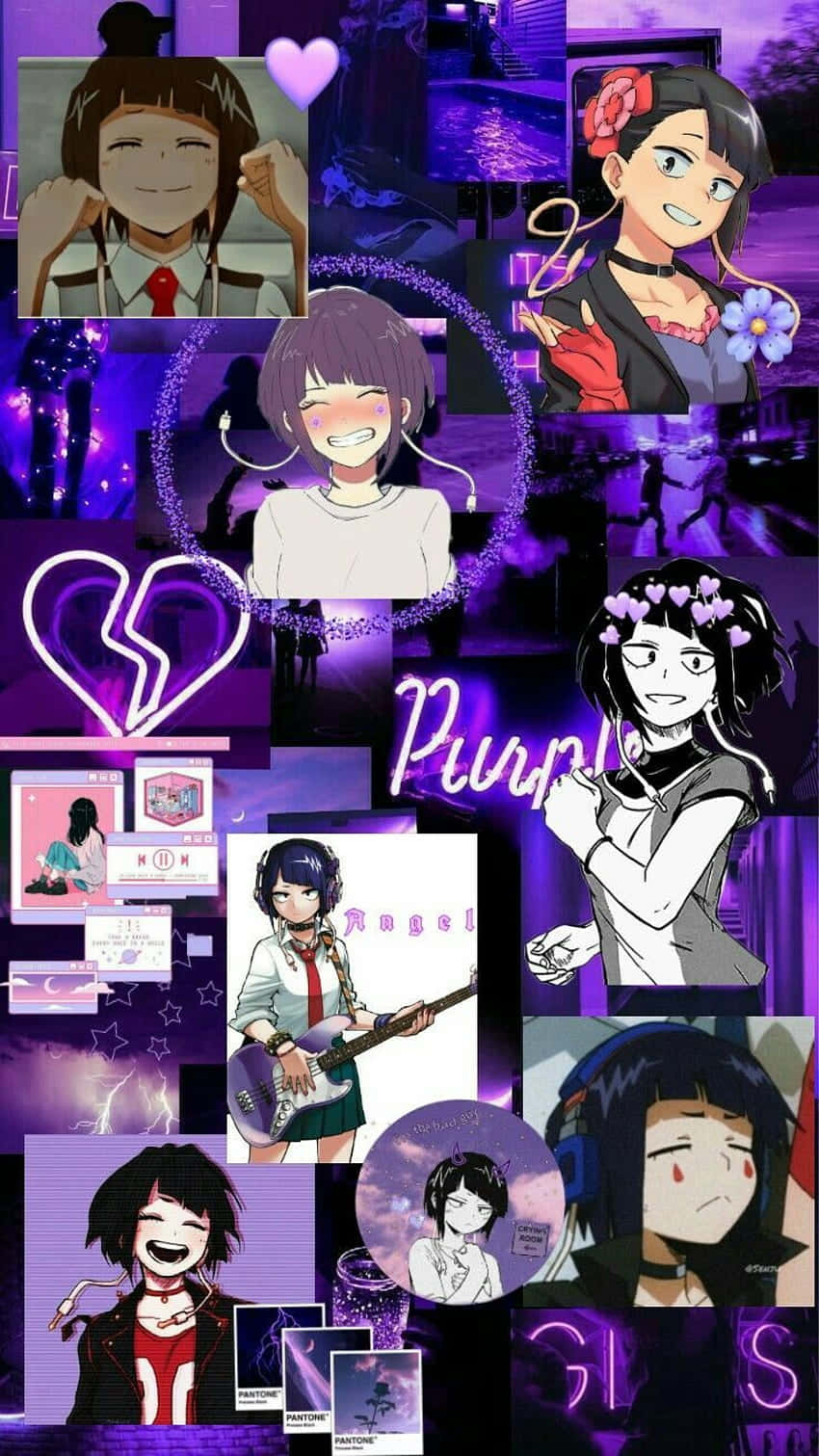 Paarse Anime Collage Achtergrond