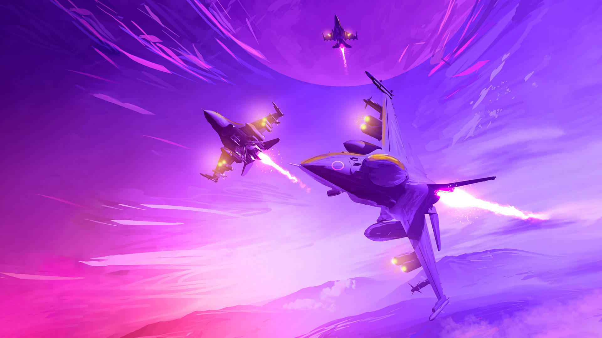 Download Purple Anime Jet Fighter Wallpaper 