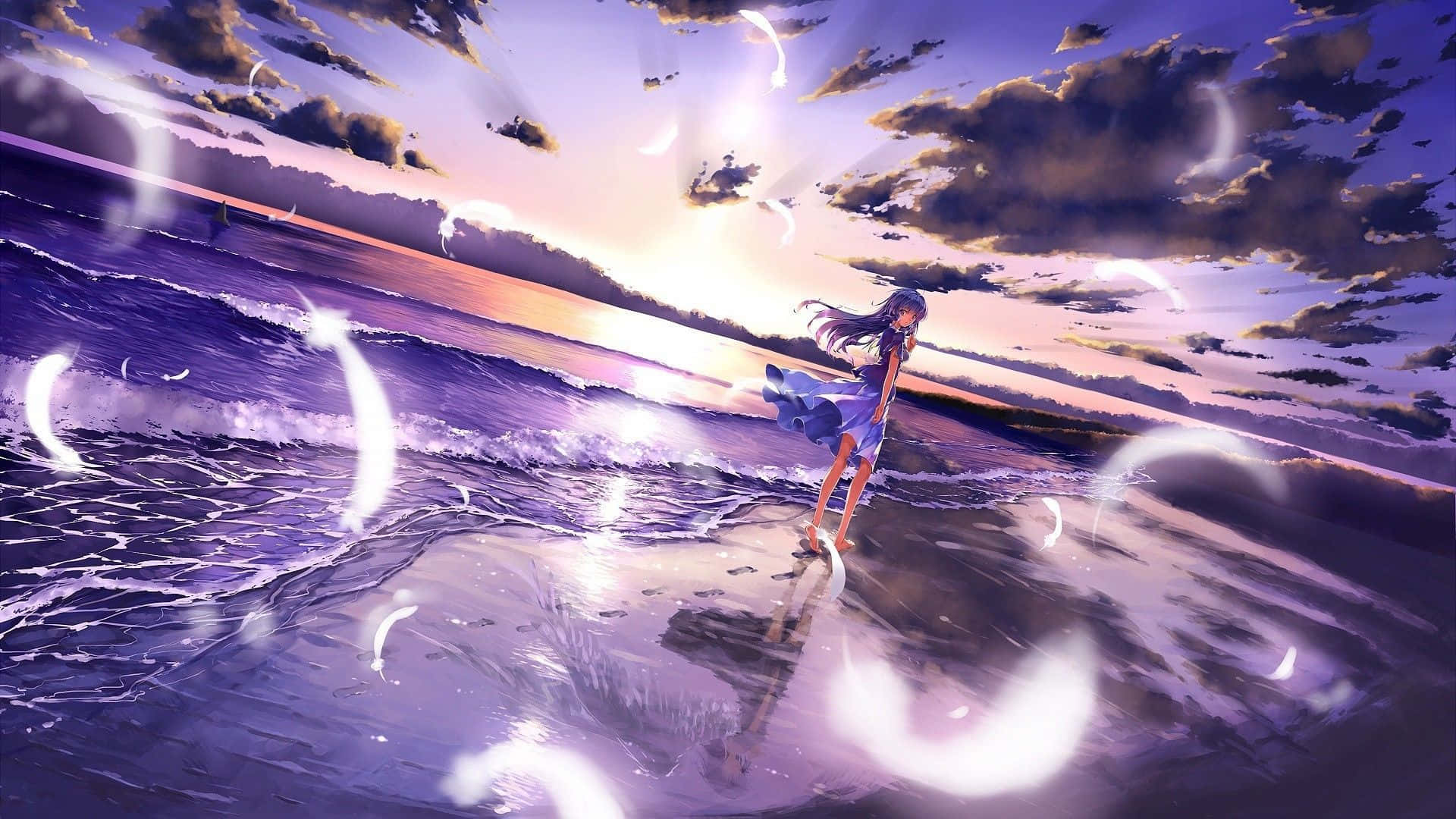 Färgglattoch Spännande Fångar Denna Lila Anime-bakgrundsbild Anandet Av Fantasiuniversum. Wallpaper
