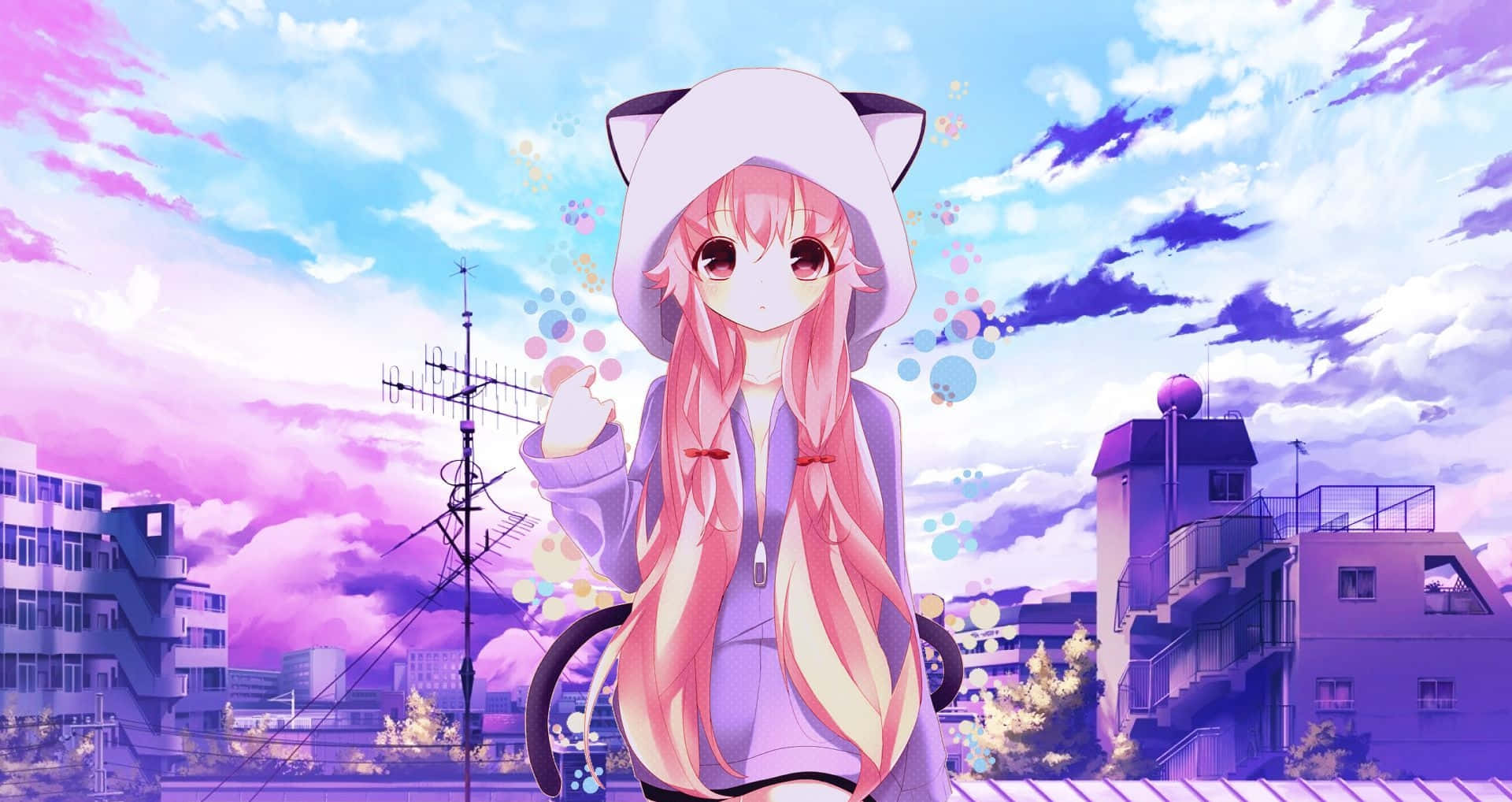 Imagenfondo De Pantalla Animado De Color Púrpura Vibrante De Anime. Fondo de pantalla