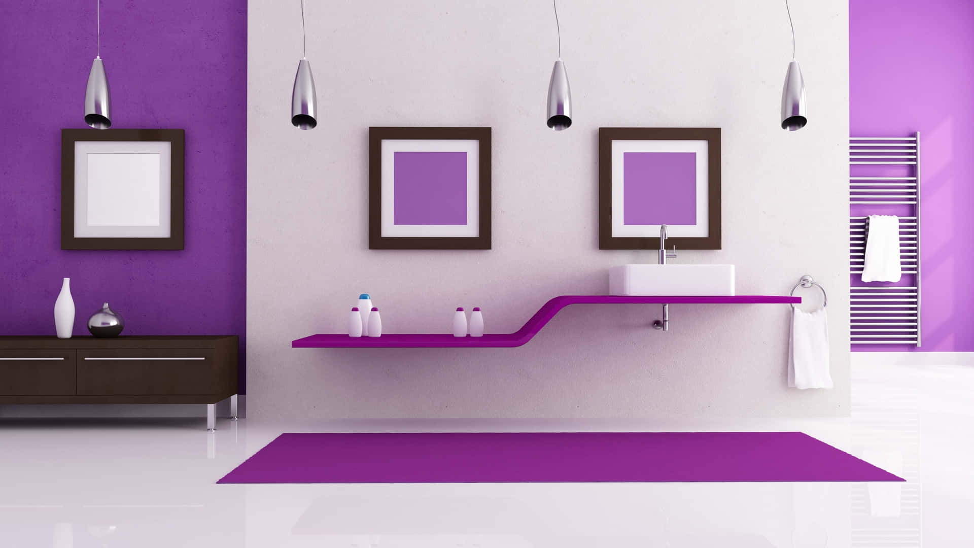 Purple Bathroom Interior Design Wallpaper