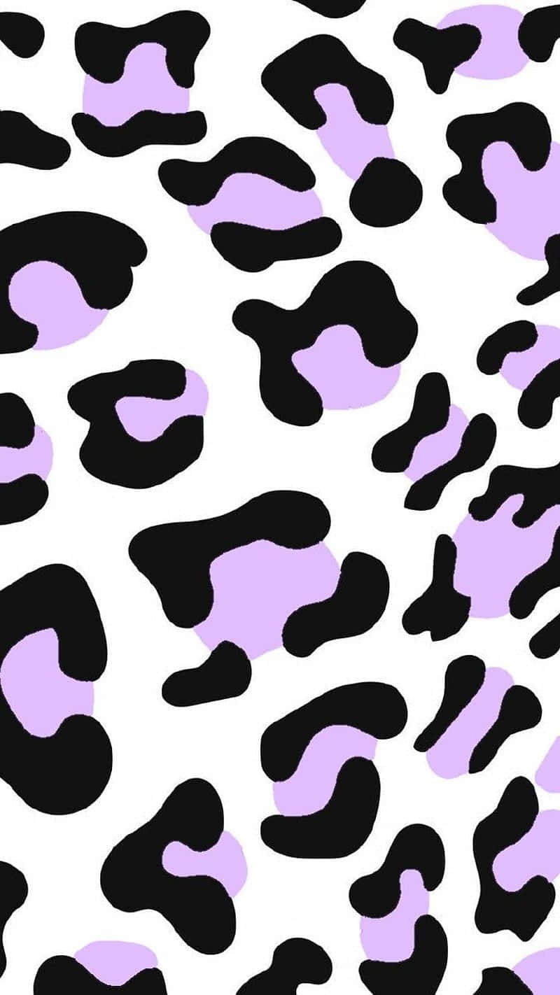 Purple Black Leopard Print Pattern Wallpaper