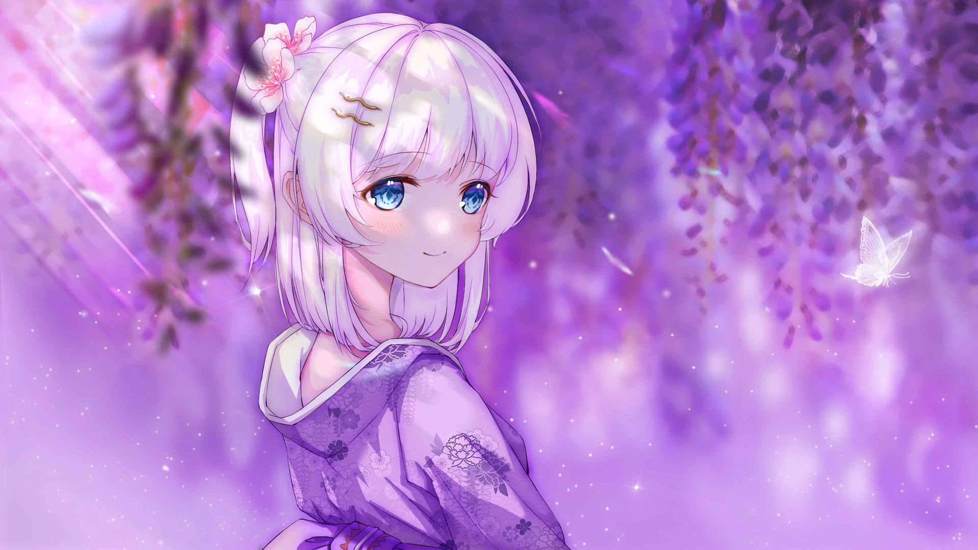 Purple_ Blossom_ Anime_ Girl.jpg Wallpaper