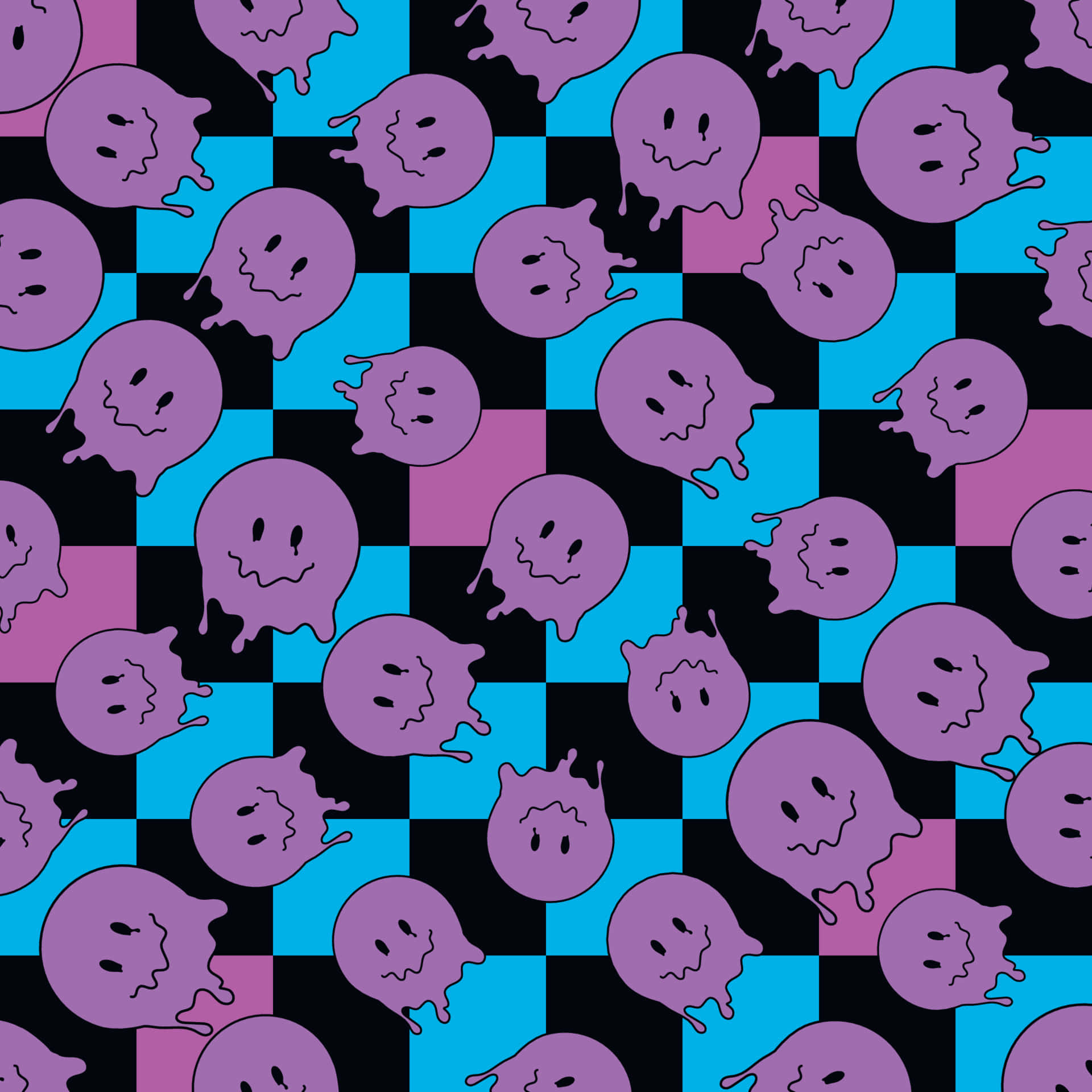 Purple Blue Ghost Pattern Wallpaper