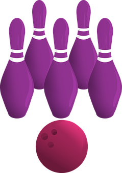 Purple Bowling Pinsand Ball Illustration PNG