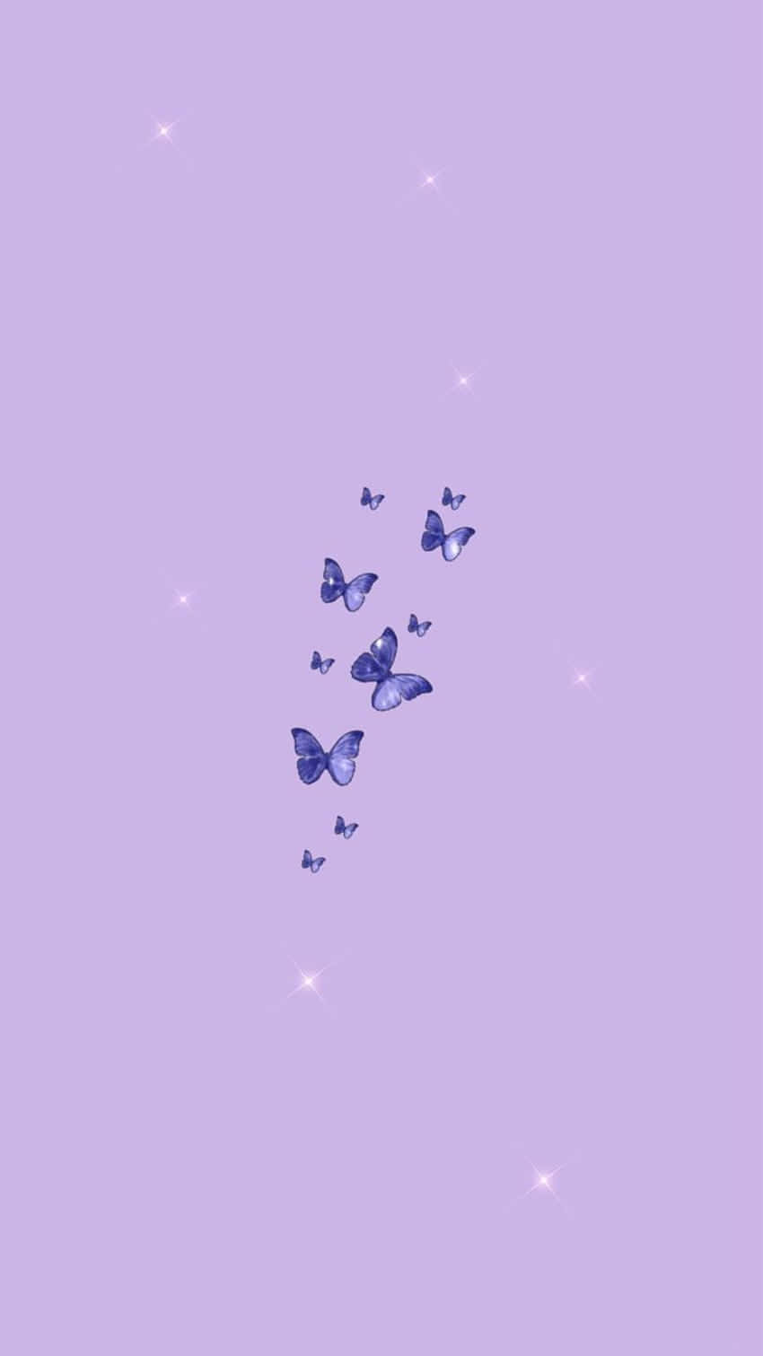Purple Butterflies Sparkles Aesthetic Wallpaper