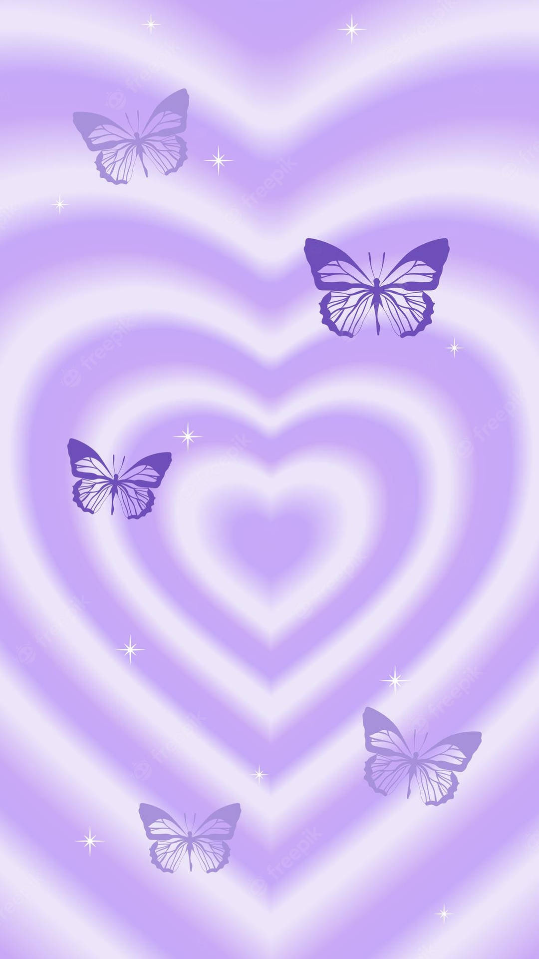 Purple Butterflies Wildflower Heart Background