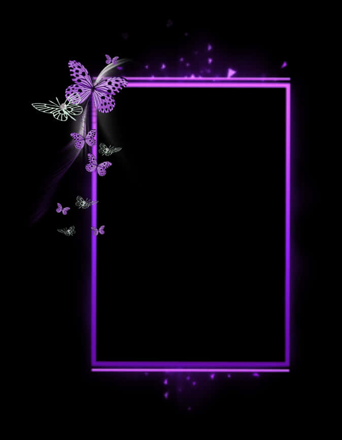 Purple Butterfly Border Design PNG