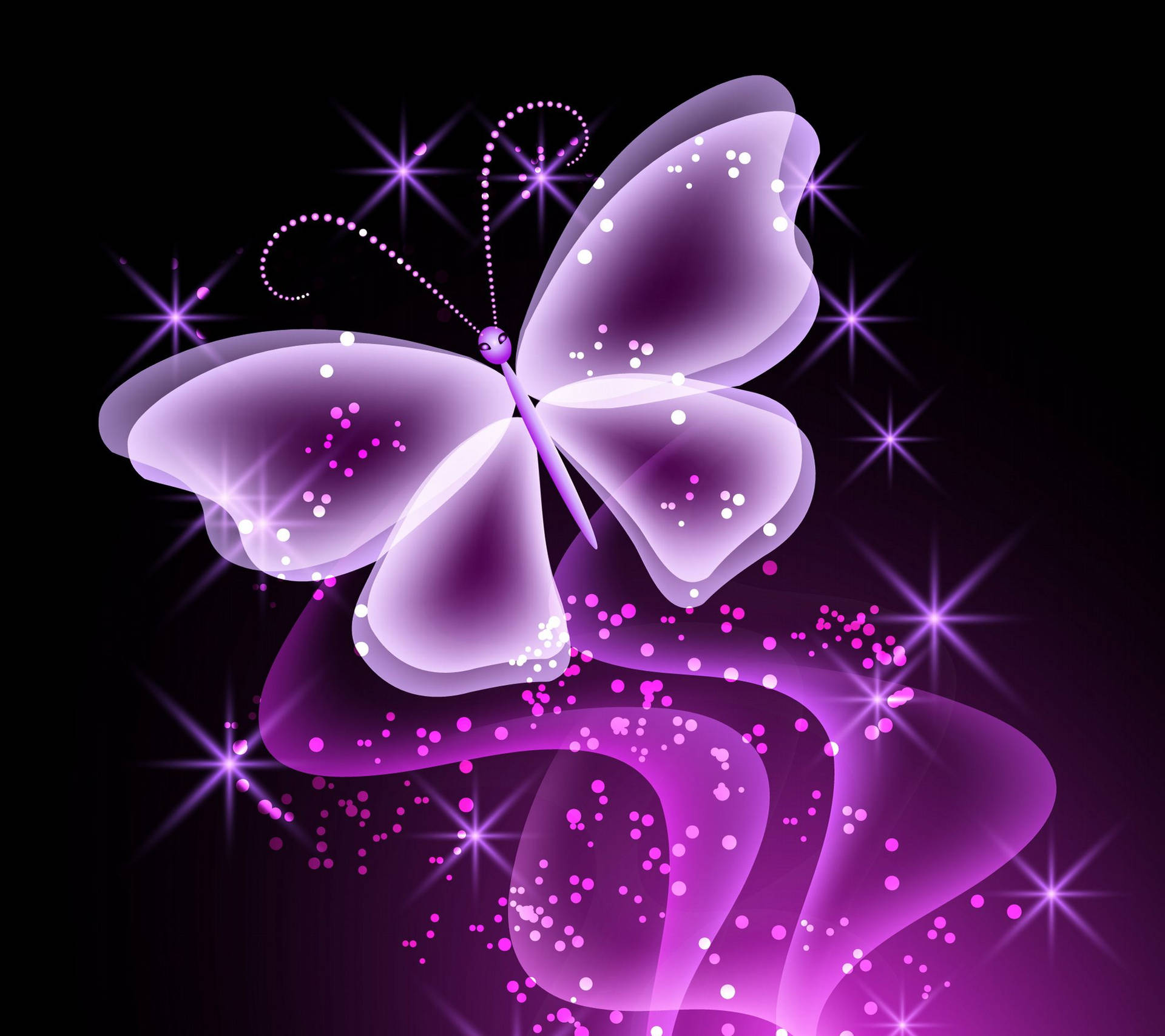 Purple Butterfly Glitter Art Wallpaper