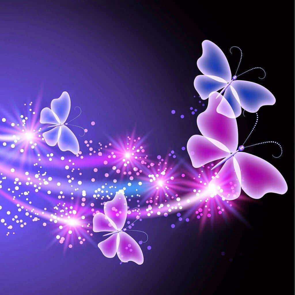 A Purple And Blue Background With Butterflies Wallpaper