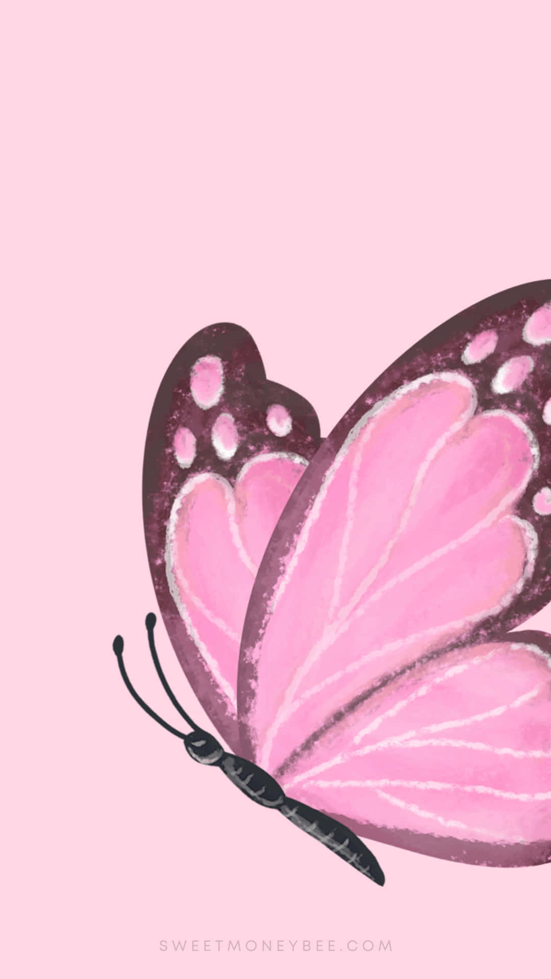 Einenahaufnahme Eines Schillernden Lila Schmetterlings Auf Einem Iphone. Wallpaper
