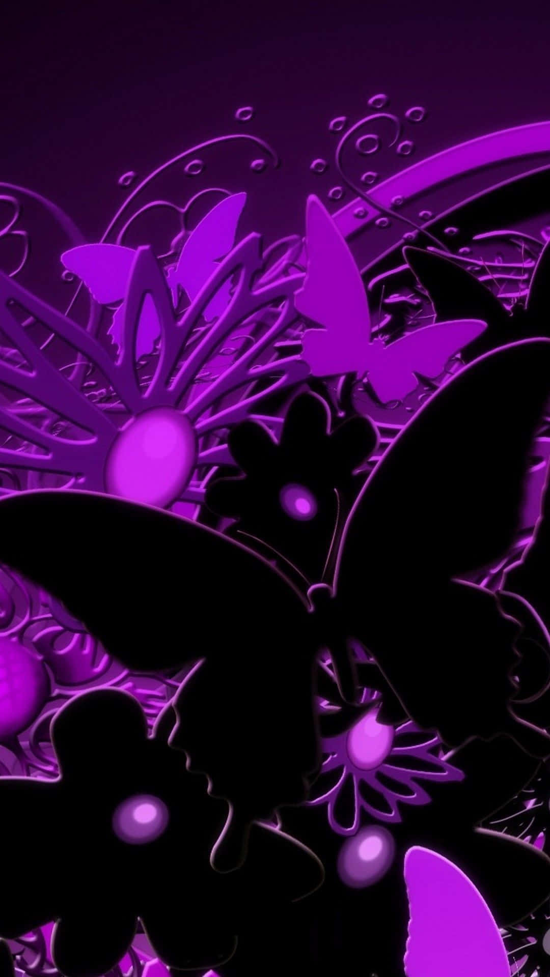 A vibrant detail shot of a beautiful Purple Butterfly on an Iphone Wallpaper