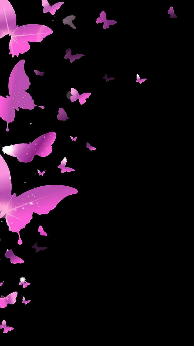 Bleibensie Mit Einem Lila Schmetterling Iphone Verbunden Wallpaper