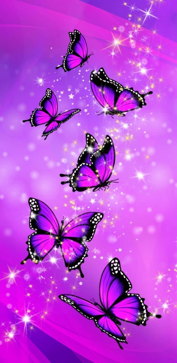 Enhance your phone with a beautiful purple butterfly design Wallpaper