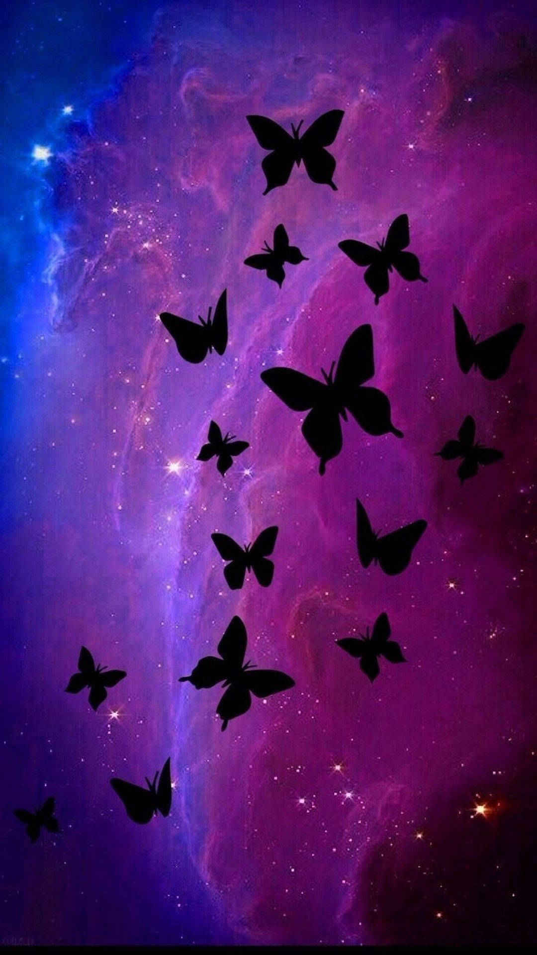 Purple Butterfly Phone Background On Space Wallpaper