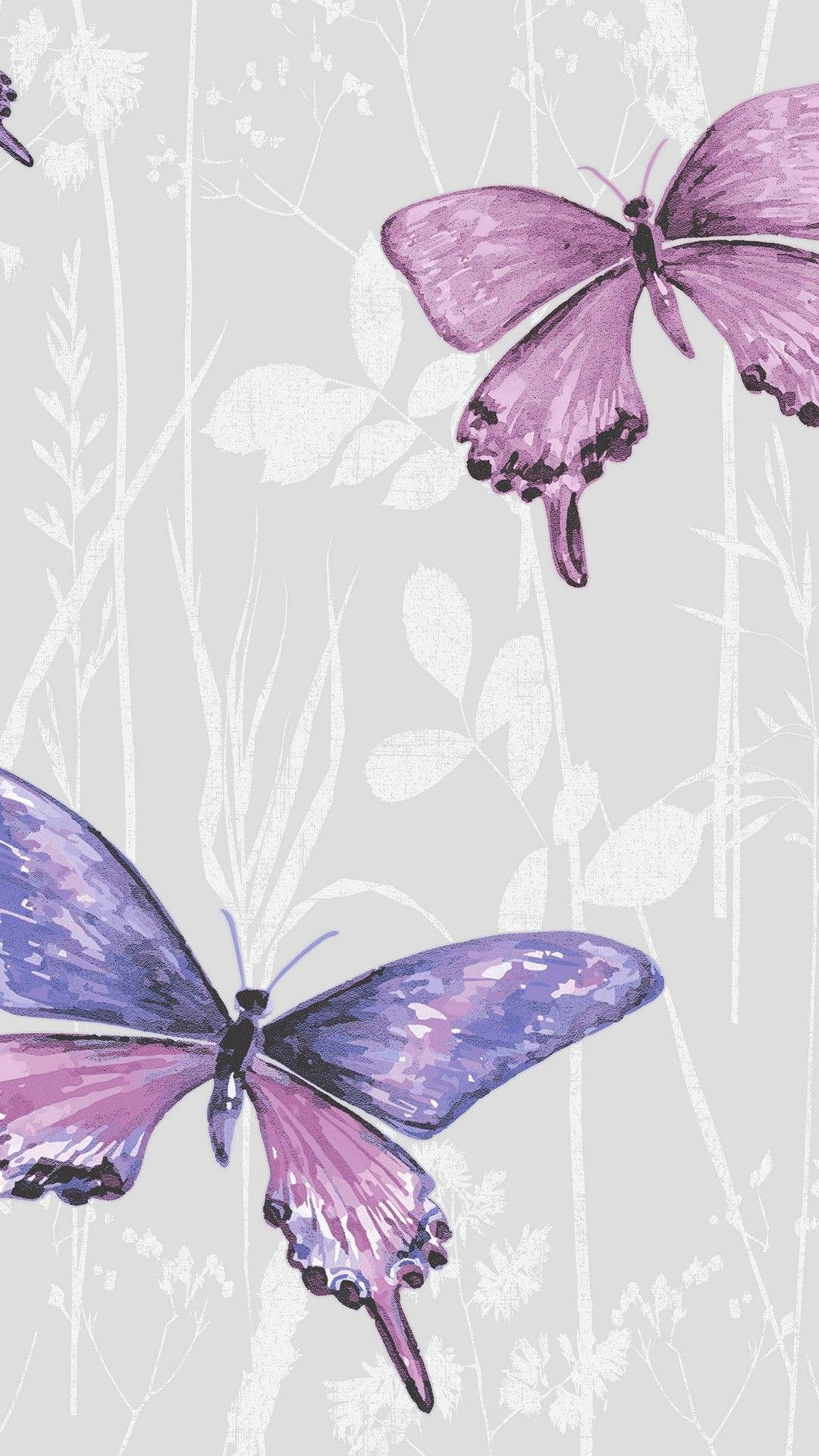Purple Butterfly Phone Background With Lineart Wallpaper