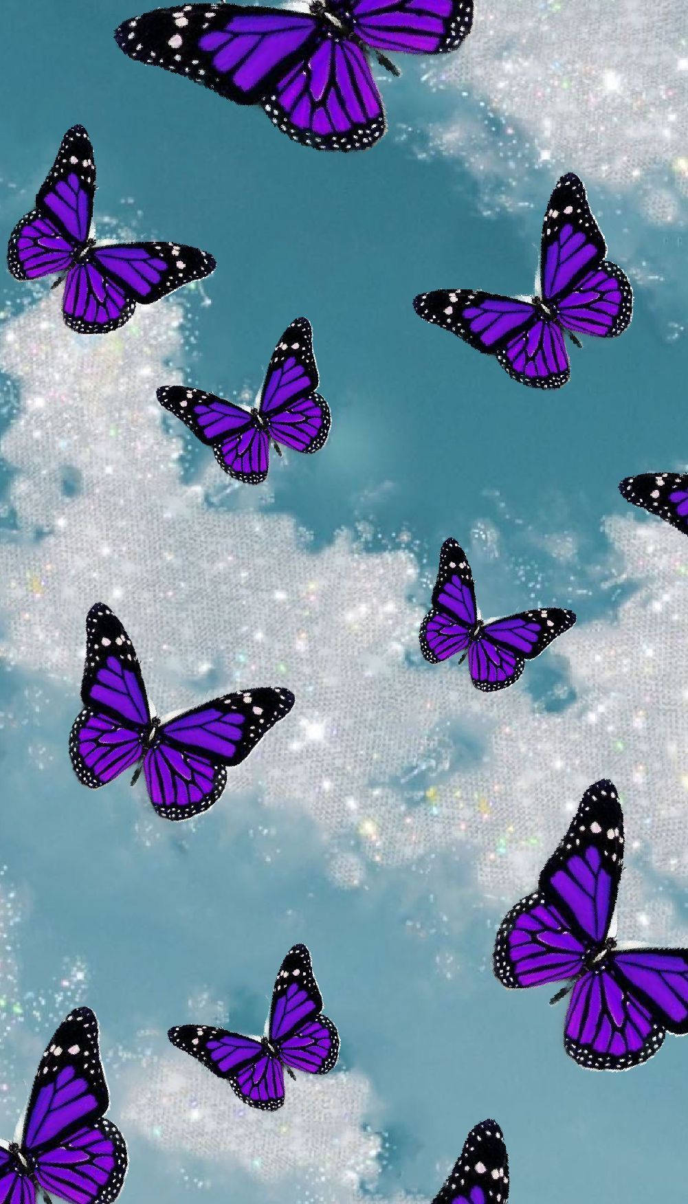 Purple Butterfly Phone Background With Sky Wallpaper