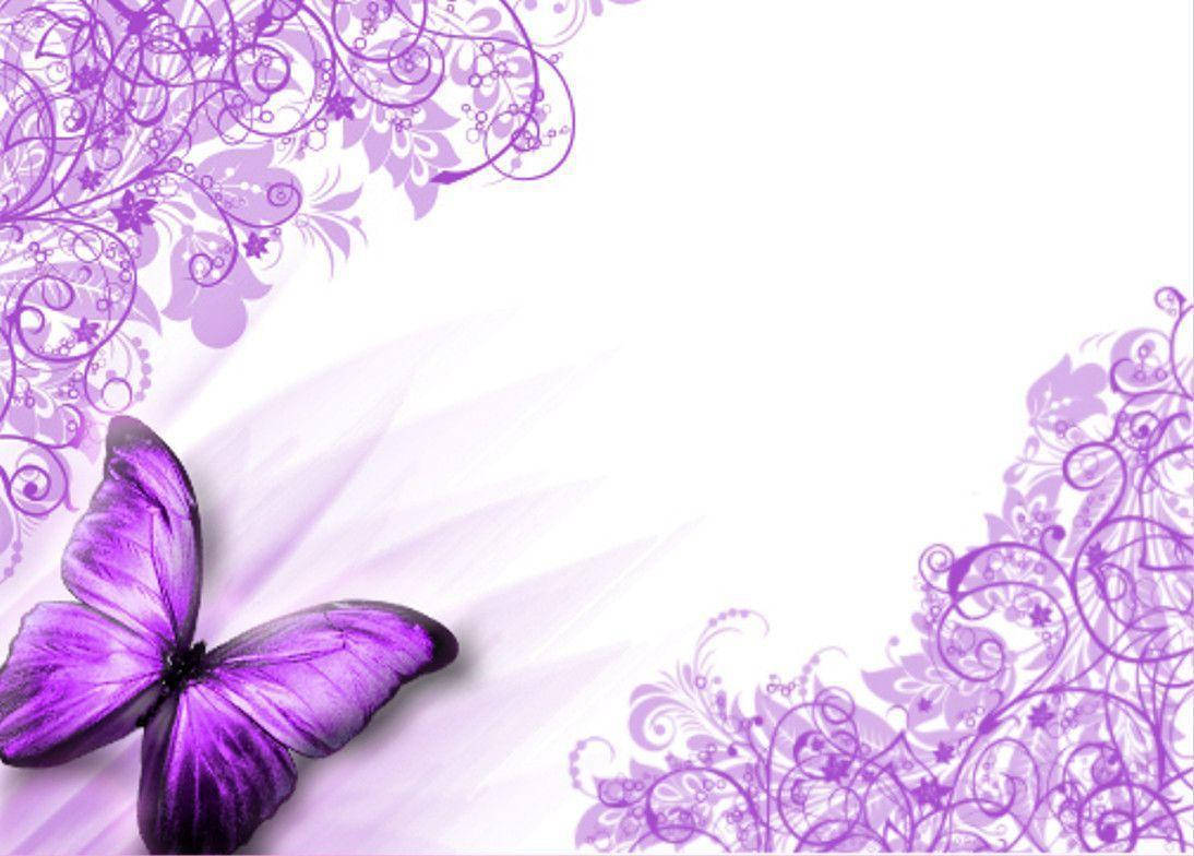 Purple Butterfly With Floral Design Wallpaper