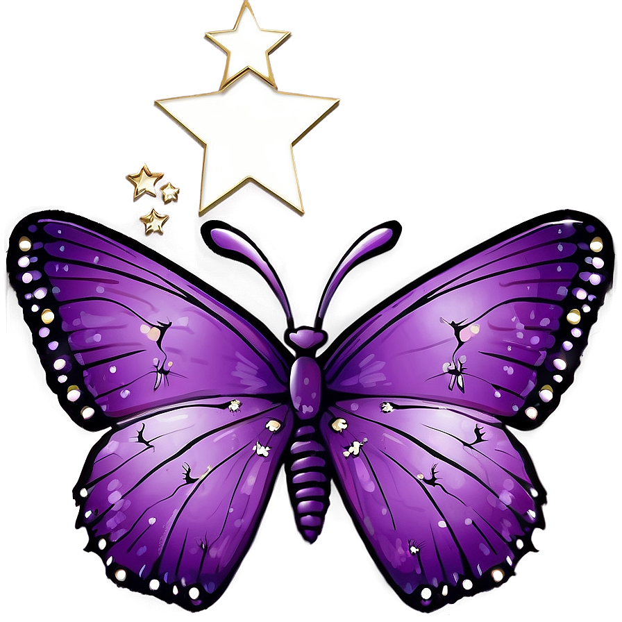 Download Purple Butterfly With Stars Png 54 | Wallpapers.com