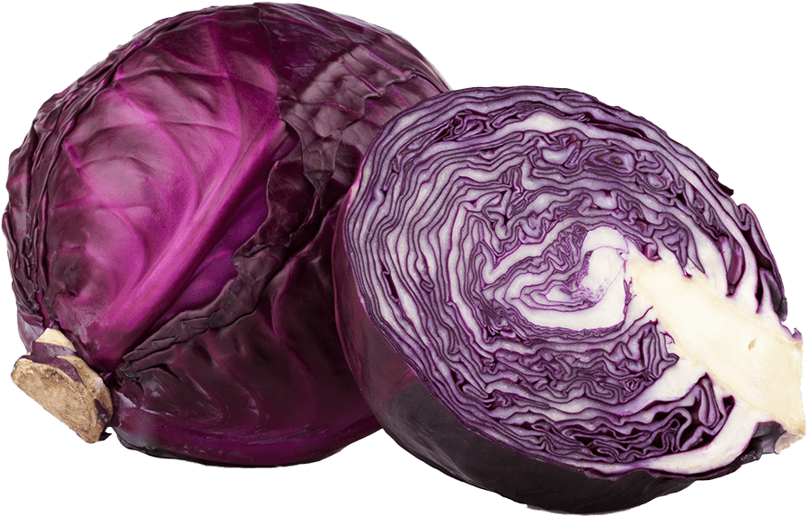 Purple Cabbage Wholeand Half Cut PNG