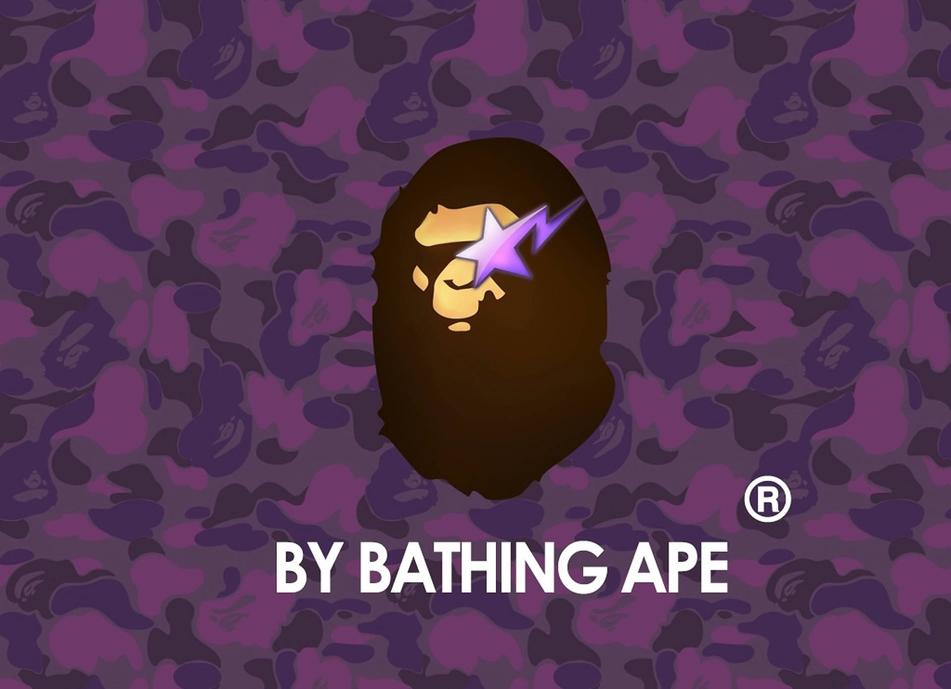 Purple Camouflage Bape Logo Wallpaper