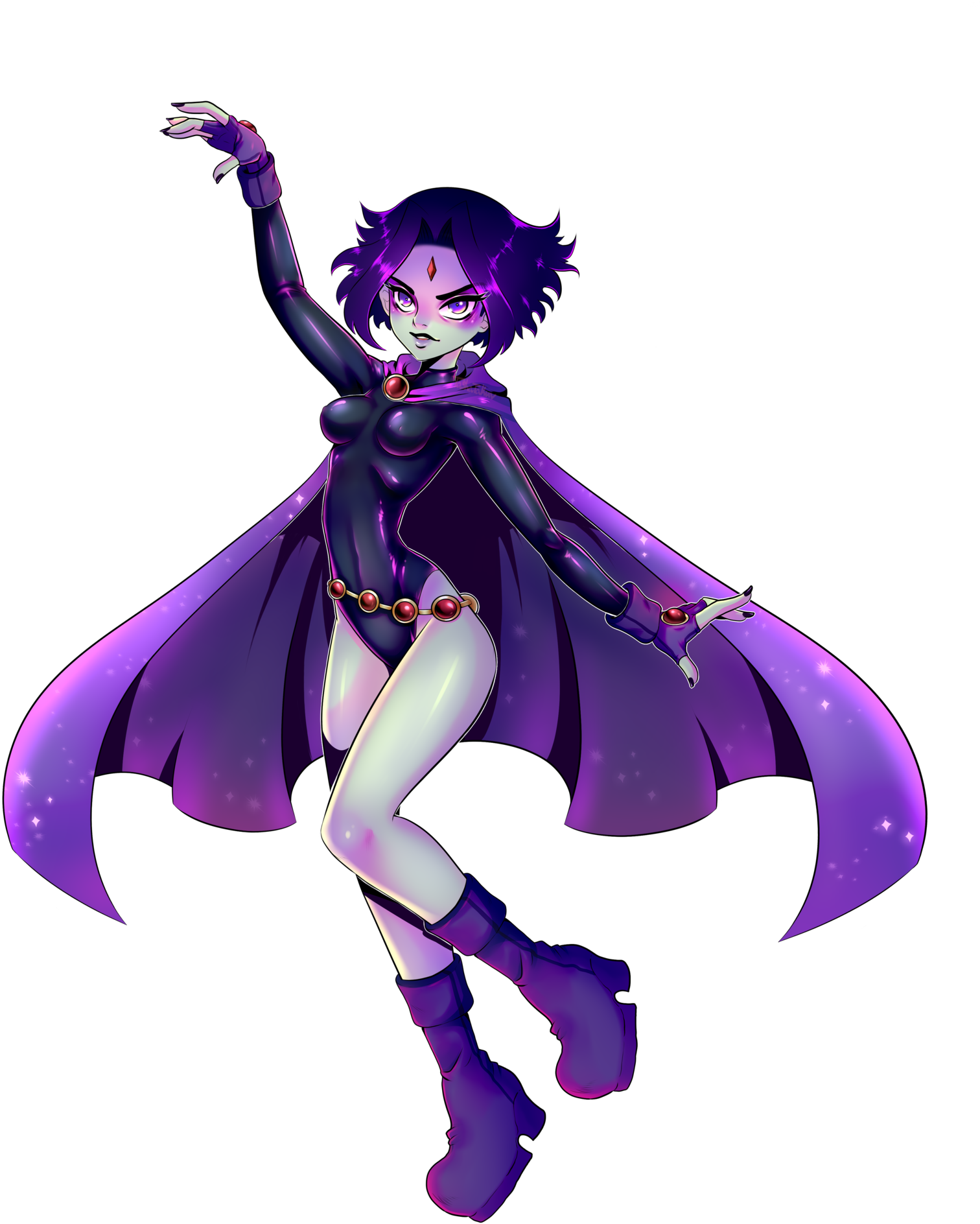 Purple Caped Anime Character PNG