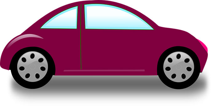 Purple Car Side View Vector PNG