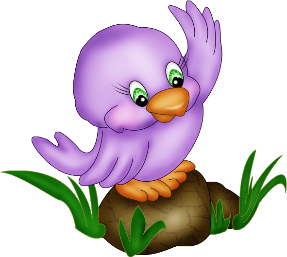 Purple Cartoon Bird Waving PNG