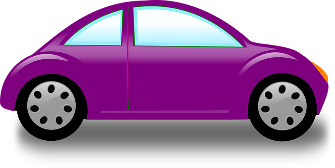 Purple Cartoon Car Side View PNG