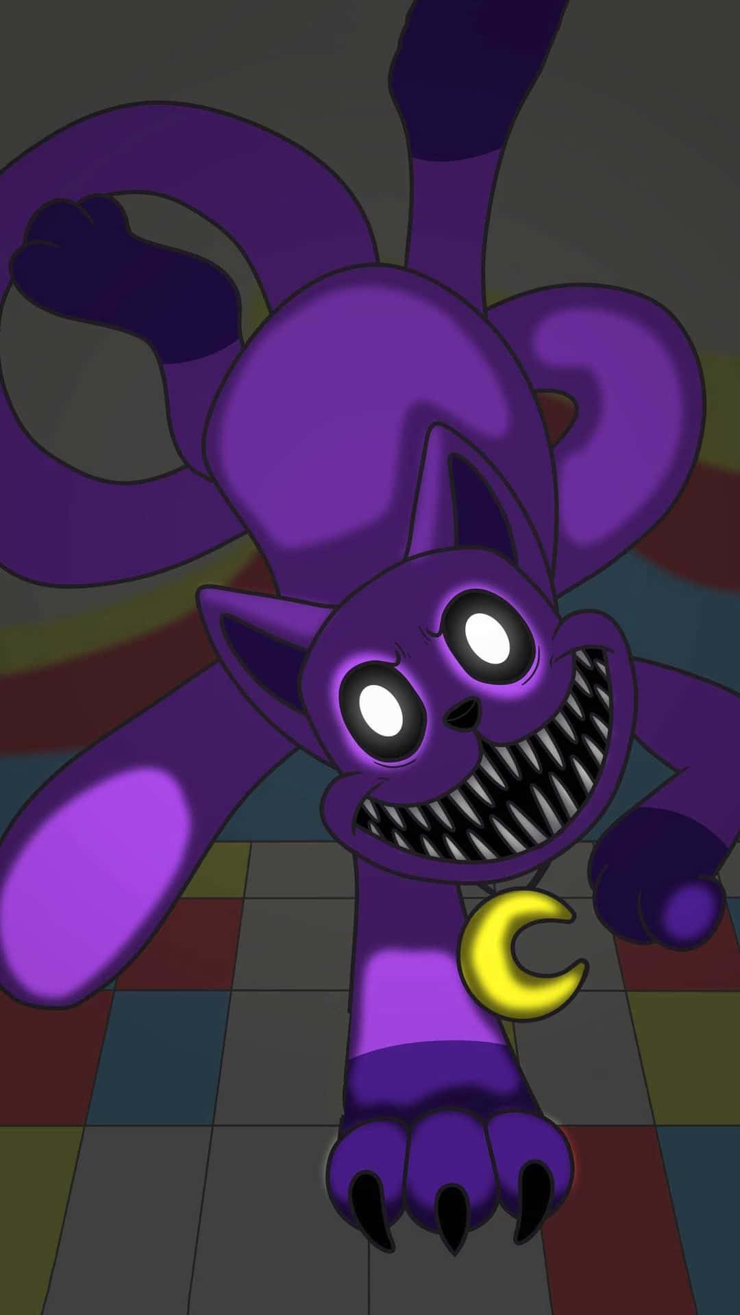 Purple_ Cartoon_ Cat_ Floating Wallpaper