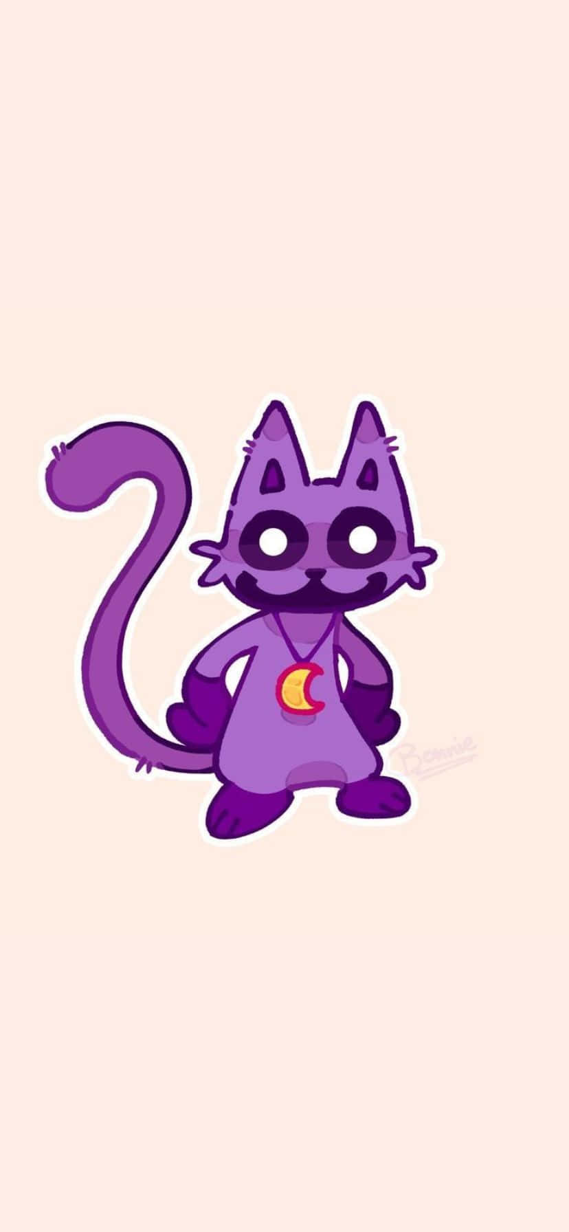 Purple Cartoon Cat Illustration Wallpaper
