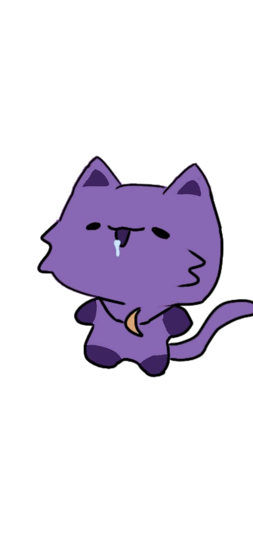 Purple Cartoon Cat Illustration Wallpaper