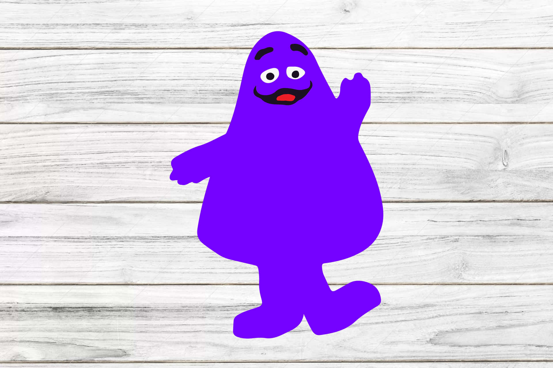 Purple Cartoon Character Wooden Background Wallpaper