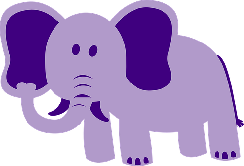 Purple Cartoon Elephant PNG