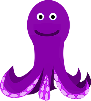 Purple Cartoon Octopus PNG